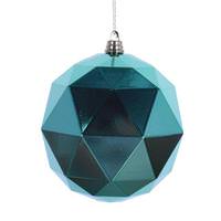 Vickerman 6" Seafoam Green Shiny Geometric Ball Ornament (4 pack)