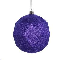 Vickerman 6" Purple Glitter Finish Geometric Ball Ornament (4 pack)
