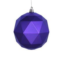 Vickerman 6" Purple Matte Geometric Ball Ornament (4 pack)