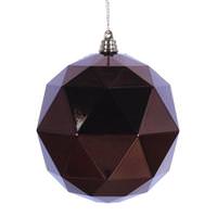 Vickerman 6" Mocha Shiny Geometric Ball Ornament (4 pack)