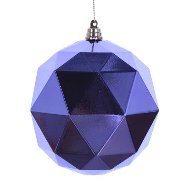 6" Lavender Shiny Geometric Ball Ornament (4 pack)