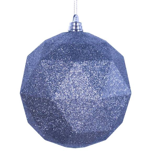 6" Pewter Glitter Finish Geometric Ball Ornament (4 pack)