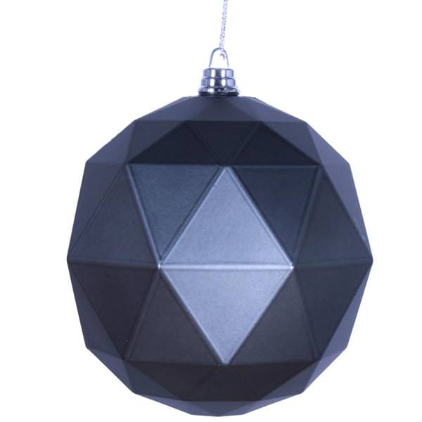 6" Pewter Matte Geometric Ball Ornament (4 pack)