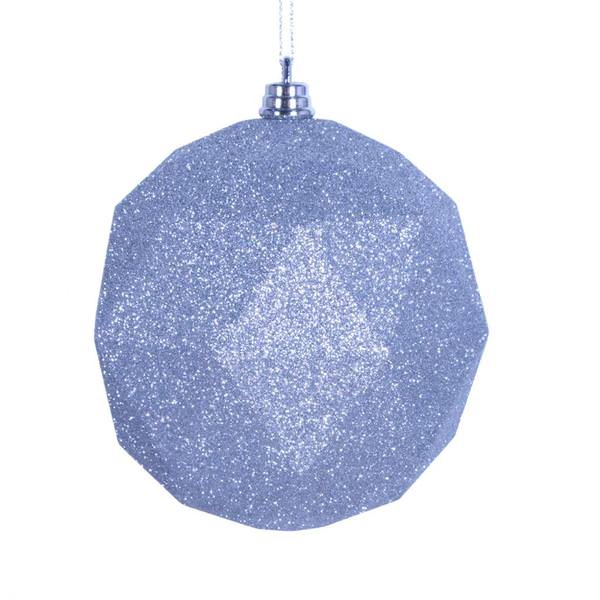 8" Silver Glitter Geometric Ball Ornament