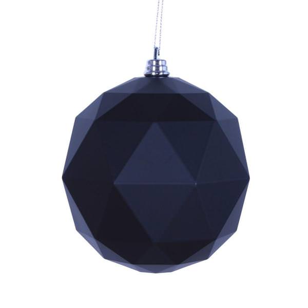 8" Black Matte Geometric Ball Ornament