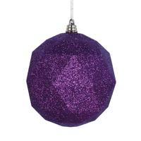 Vickerman 8" Plum Glitter Geometric Ball Ornament