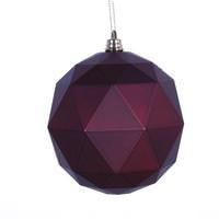 Vickerman 8" Plum Matte Geometric Ball Ornament