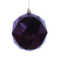 Vickerman 8" Plum Shiny Geometric Ball Ornament