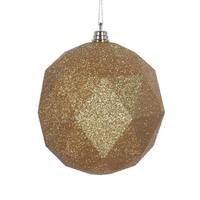 View 8" Honey Gold Glitter Geometric Ball Ornament