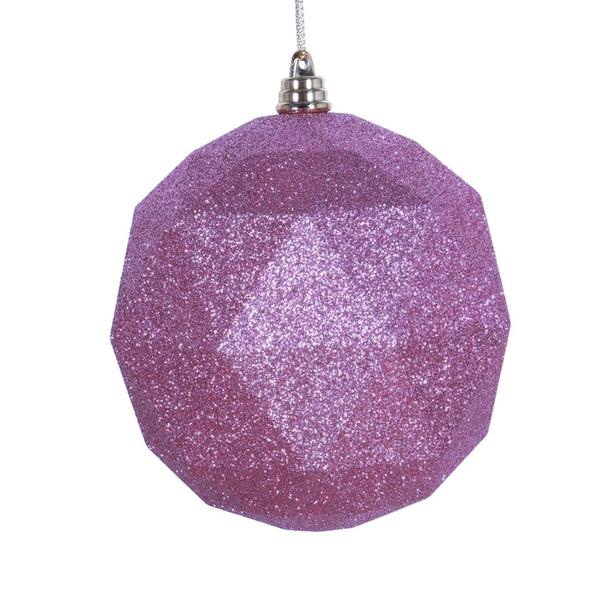 8" Mauve Glitter Geometric Ball Ornament