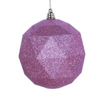 View 8" Mauve Glitter Geometric Ball Ornament