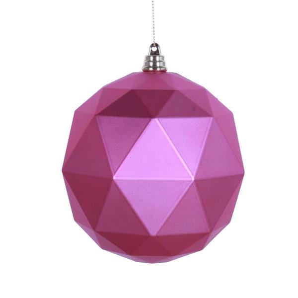 8" Mauve Matte Geometric Ball Ornament