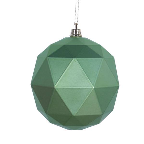 8" Celadon Matte Geometric Ball Ornament
