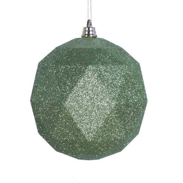 8" Lime Glitter Geometric Ball Ornament