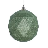 View 8" Lime Glitter Geometric Ball Ornament