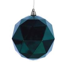 Vickerman 8" Midnight Green Shiny Geometric Ball Ornament