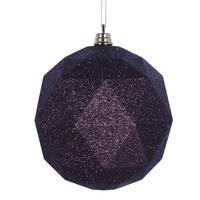 View 8" Chocolate Glitter Geometric Ball Ornament