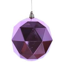 View 8" Pink Shiny Geometric Ball Ornament