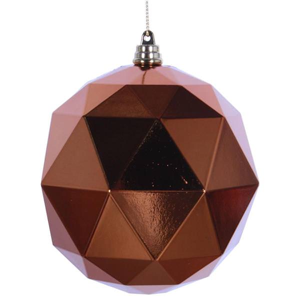 8" Copper Shiny Geometric Ball Ornament