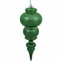 View 14" Moss Green Shiny Finial Christmas Ornament