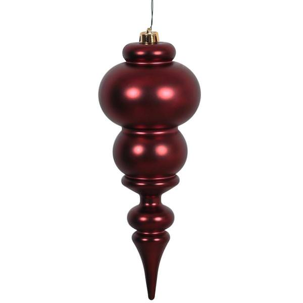 14" Burgundy Matte Finial Ornament