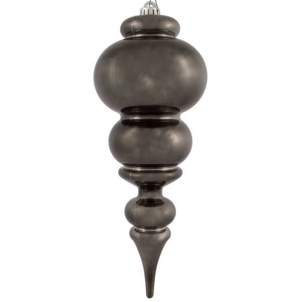 14" Gunmetal Shiny Finial Christmas Ornament