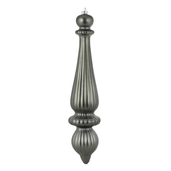 14" Pewter Matte Finial Drop Ornament (2 pack)