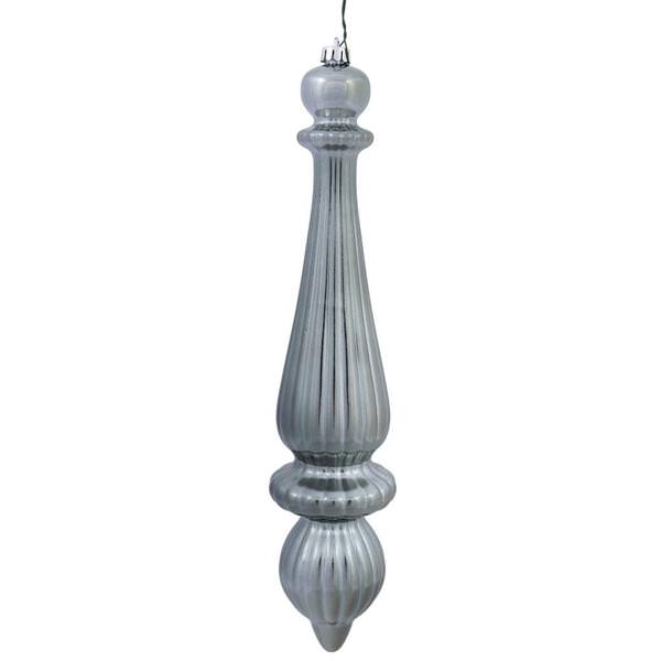 14" Pewter Shiny Finish Finial Ornament (2 pack)