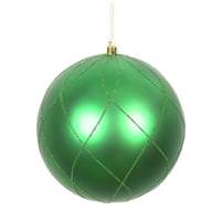 Vickerman 4" Green Matte and Glitter Swirl Ball Ornament (4 pack)
