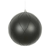 View 4" Black Matte and Glitter Swirl Ball Ornament (4 pack)