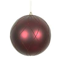 View 4" Wine Matte and Glitter Swirl Ball Ornament (4 pack)