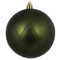 View 4" Moss Green Matte Glitter Swirl Ball Ornament (4 pack)