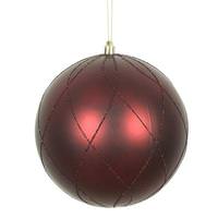 Vickerman 4" Burgundy Matte and Glitter Swirl Ball Ornament (4 pack)