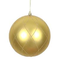 Vickerman 4" Gold Matte and Glitter Swirl Ball Ornament (4 pack)