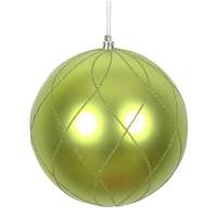 Vickerman 4" Lime Matte and Glitter Swirl Ball Ornament (4 pack)