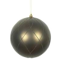 Vickerman 4" Gunmetal Matte and Glitter Swirl Ball Ornament (4 pack)