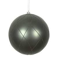 View 4" Pewter Matte and Glitter Swirl Ball Ornament (4 pack)