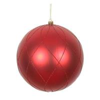 View 6" Red Matte Finish Glitter Swirl Ball Ornament (3 pack)