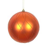 Vickerman 6" Burnished Orange Matte Finish Glitter Swirl Ball Ornament (3 pack)
