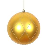 Vickerman 6" Antique Gold Matte Finish Glitter Swirl Ball Ornament (3 pack)