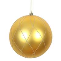 Vickerman 6" Honey Gold Matte Finish Glitter Swirl Ball Ornament (3 pack)