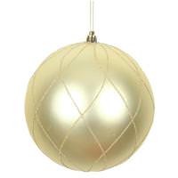 View 6" Champagne Matte Finish Glitter Swirl Ball Ornament (3 pack)