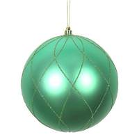 Vickerman 6" Seafoam Matte Finish Glitter Swirl Ball Ornament (3 pack)
