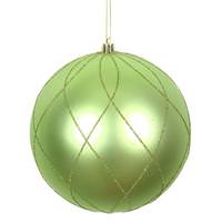 Vickerman 6" Celadon Matte Finish Glitter Swirl Ball Ornament (3 pack)