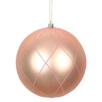 Vickerman 6" Rose Gold Matte Finish Glitter Swirl Ball Ornament (3 pack)