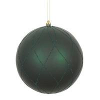 View 6" Midnight Green Matte Finish Glitter Swirl Ball Ornament (3 pack)