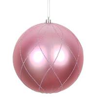 View 6" Pink Matte Finish Glitter Swirl Ball Ornament (3 pack)