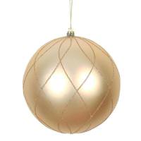 View 6" Cafe Latte Matte Finish Glitter Swirl Ball Ornament (3 pack)