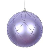 View 6" Lavender Matte Finish Glitter Swirl Ball Ornament (3 pack)