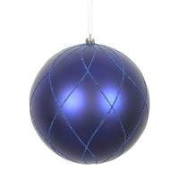 View 8" Cobalt Matte/Glitter Swirl Ball  Christmas Ornament